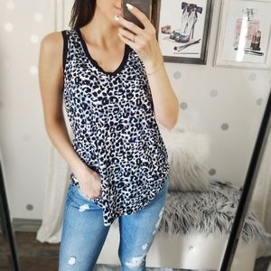 Blue Leopard Print Tank Top Tunic Leggings Top Summer Tanks Animal Print